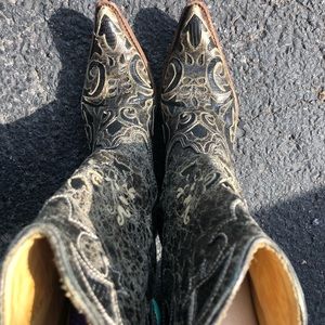 Black Corral Lizard inlay Boots